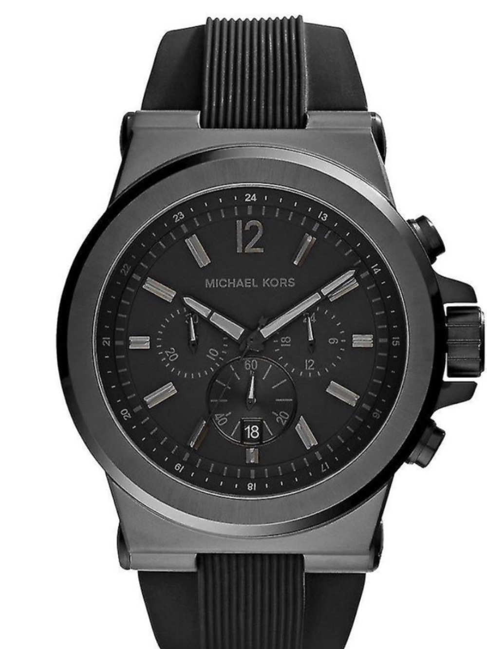 Michael Kors Matte Black Men's Chronograph reubber strap Watch